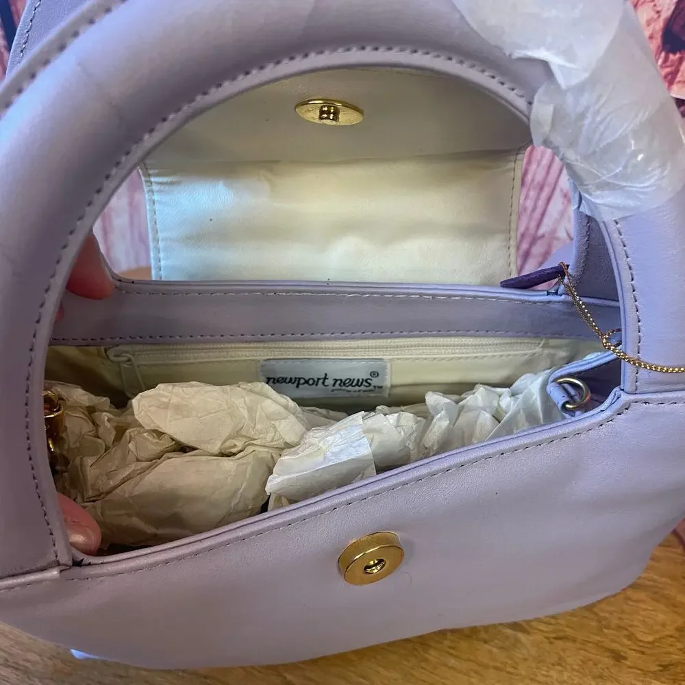 NWOT Vintage Newport News Lilac Handbag Satchel Purse Small Leather Y2K